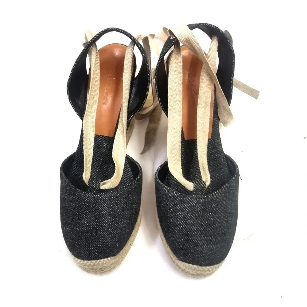 Ralph Lauren Black and Tan Espadrille Sandals